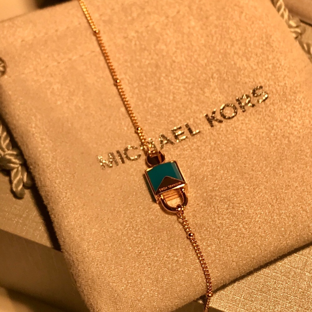 ๐ MICHAEL KORS 14K Rse Gld/Genuine Agate Bracelet - Picture 4 of 8